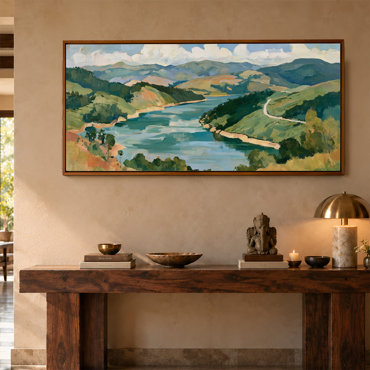 Panoramic Indian Painting in a Lifestyle Setting