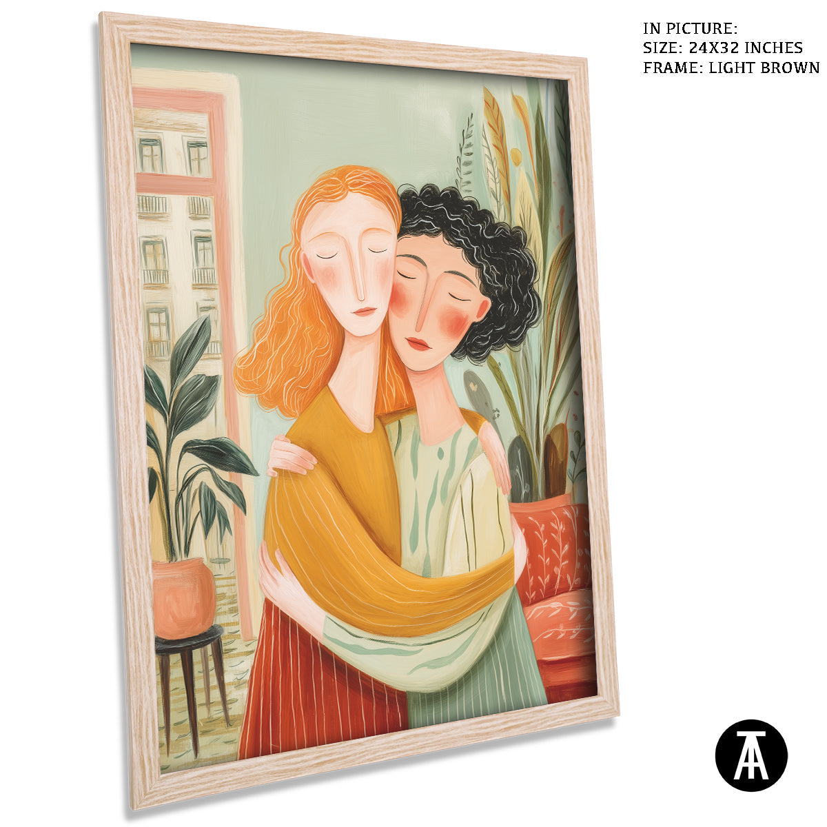 Artwork in Light Brown Frame