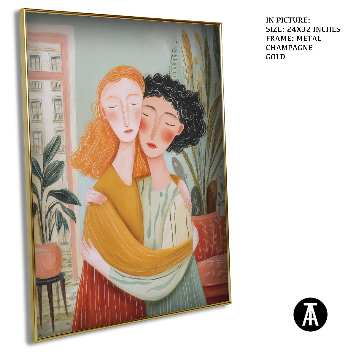 Artwork in Metal Champagne Gold Frame