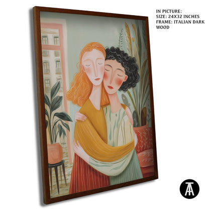 Artwork in Dark Wood Frame