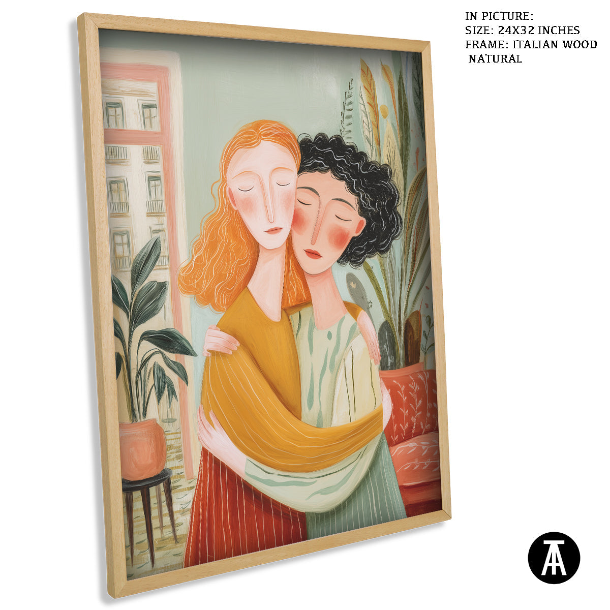 Artwork in Natural Wood Frame