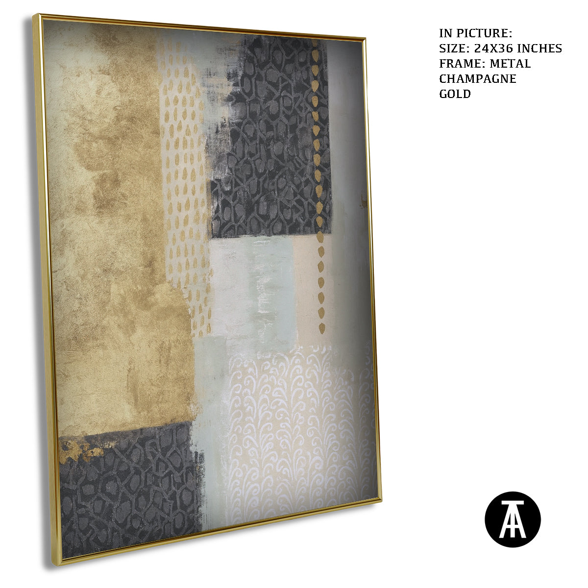 Artwork in Metal Champagne Gold Frame