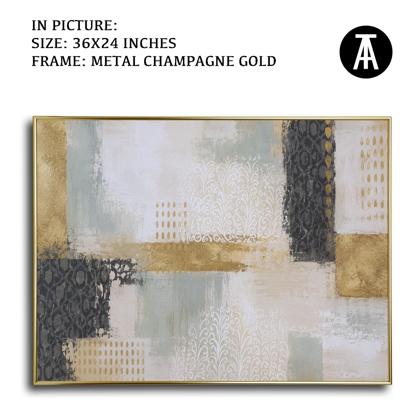 Artwork in Metal Champagne Gold Frame