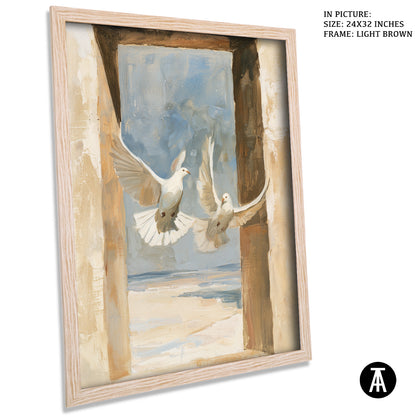 Artwork in Light Brown Frame