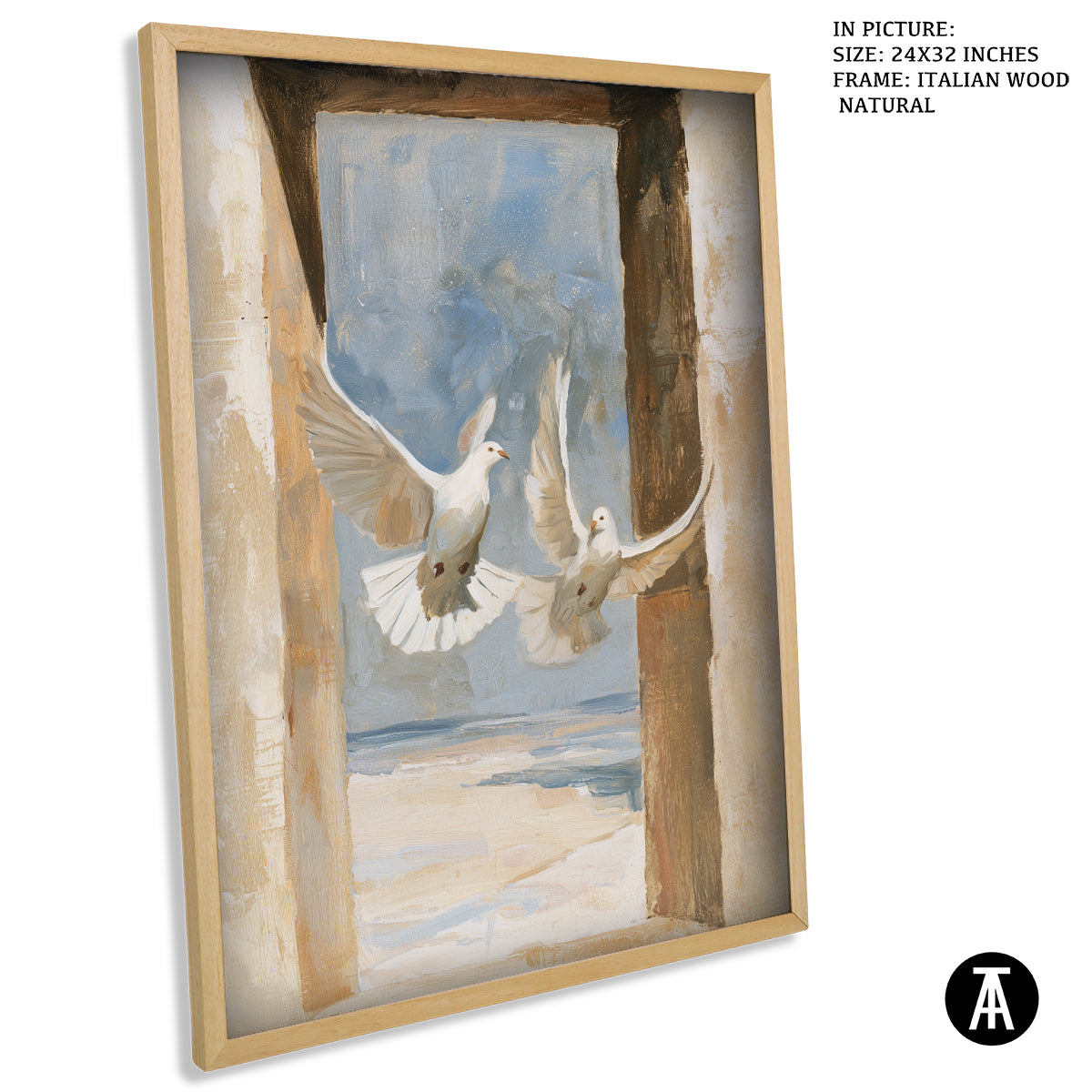 Artwork in Natural Wood Frame