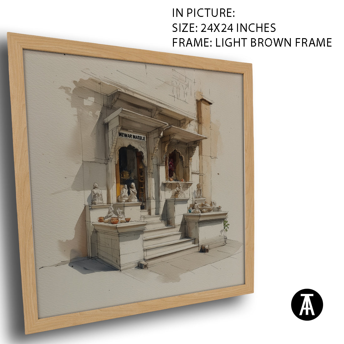 Artwork in Light Brown Frame