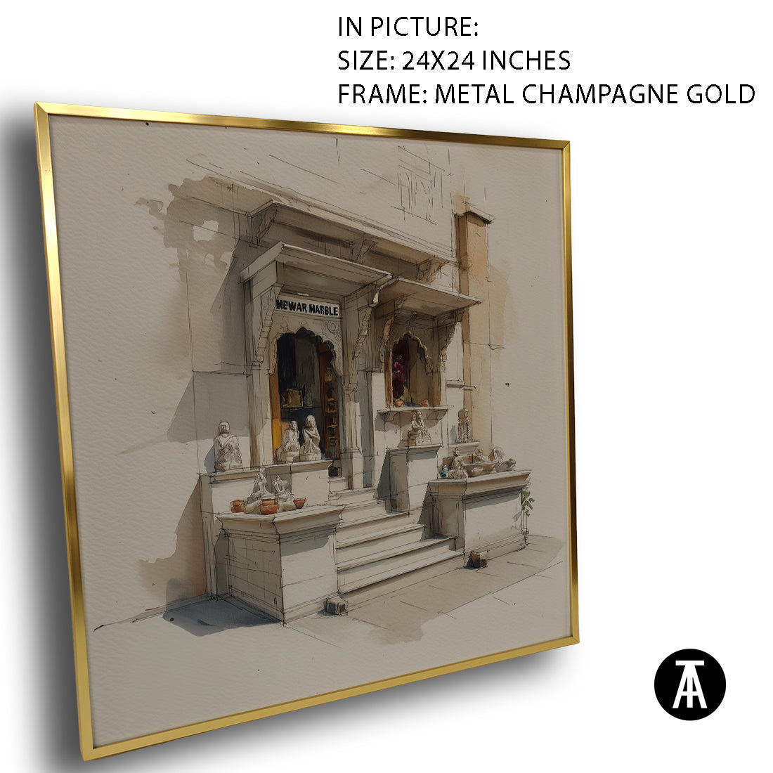 Artwork in Metal Champagne Gold Frame