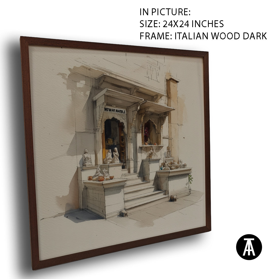 Artwork in Dark Wood Frame