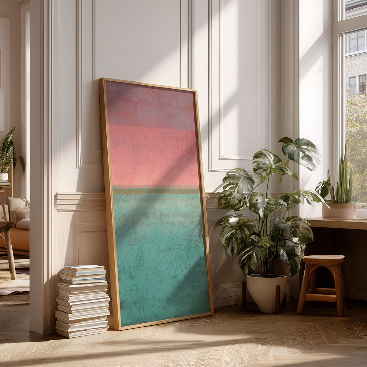 Panoramic Indian Painting in a Lifestyle Setting