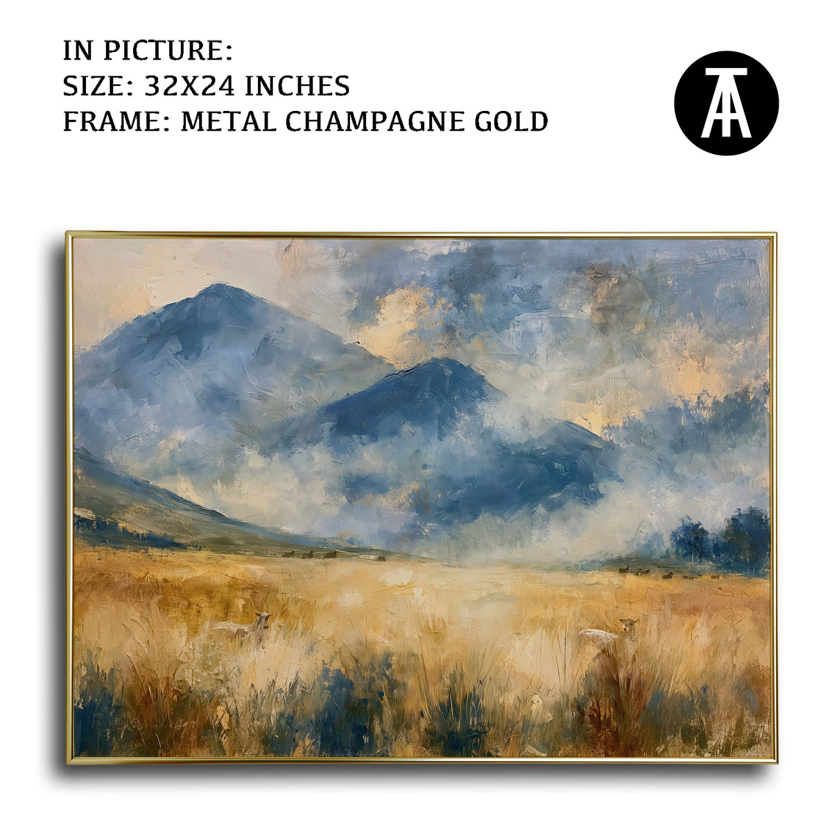Artwork in Metal Champagne Gold Frame