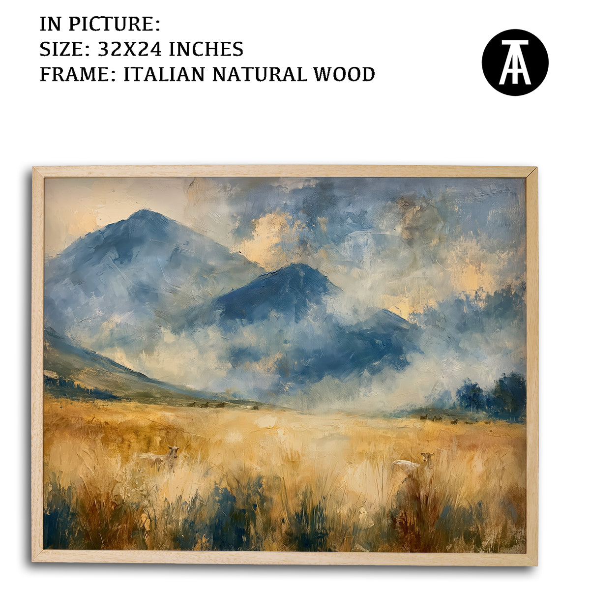 Artwork in Natural Wood Frame