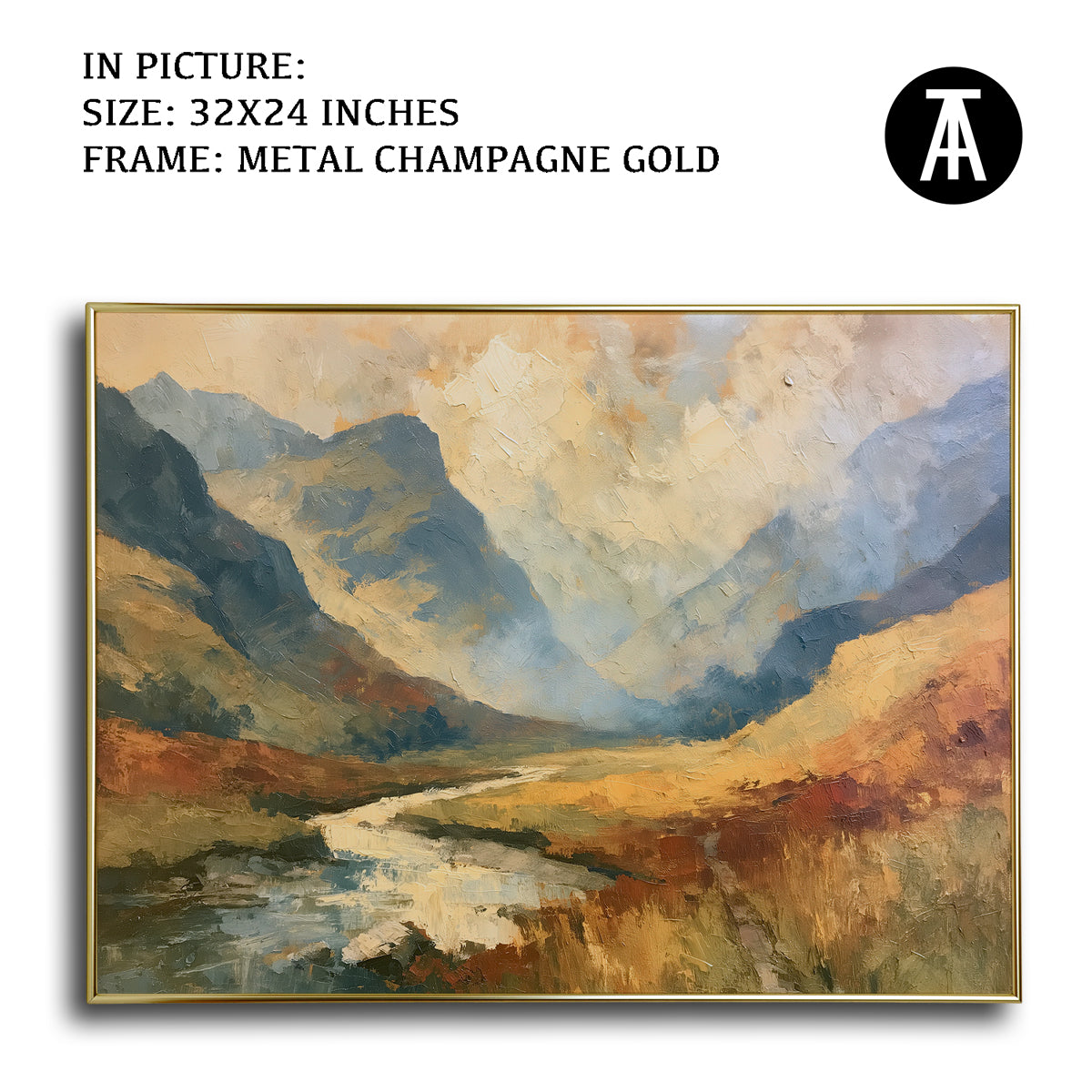 Artwork in Metal Champagne Gold Frame