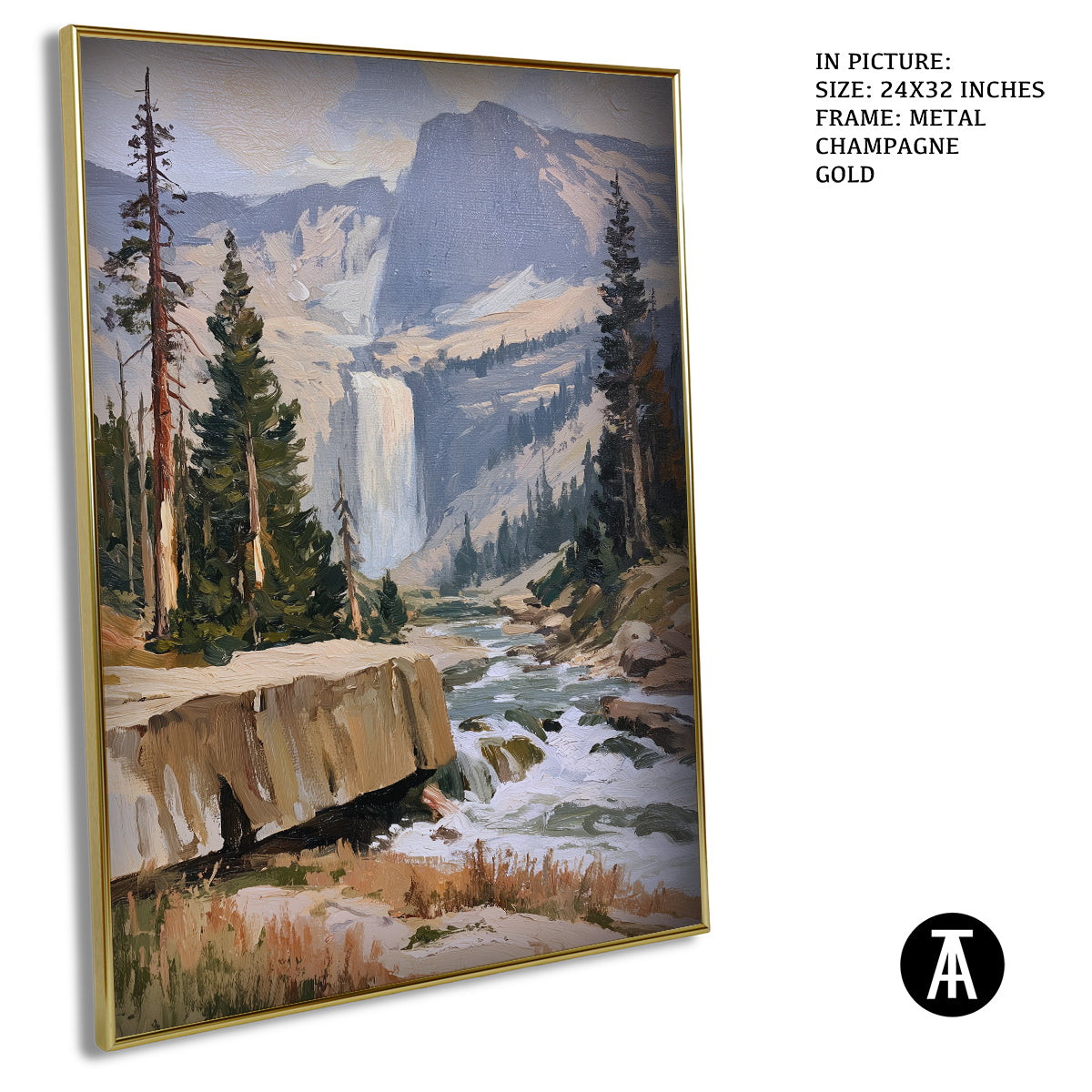 Artwork in Metal Champagne Gold Frame