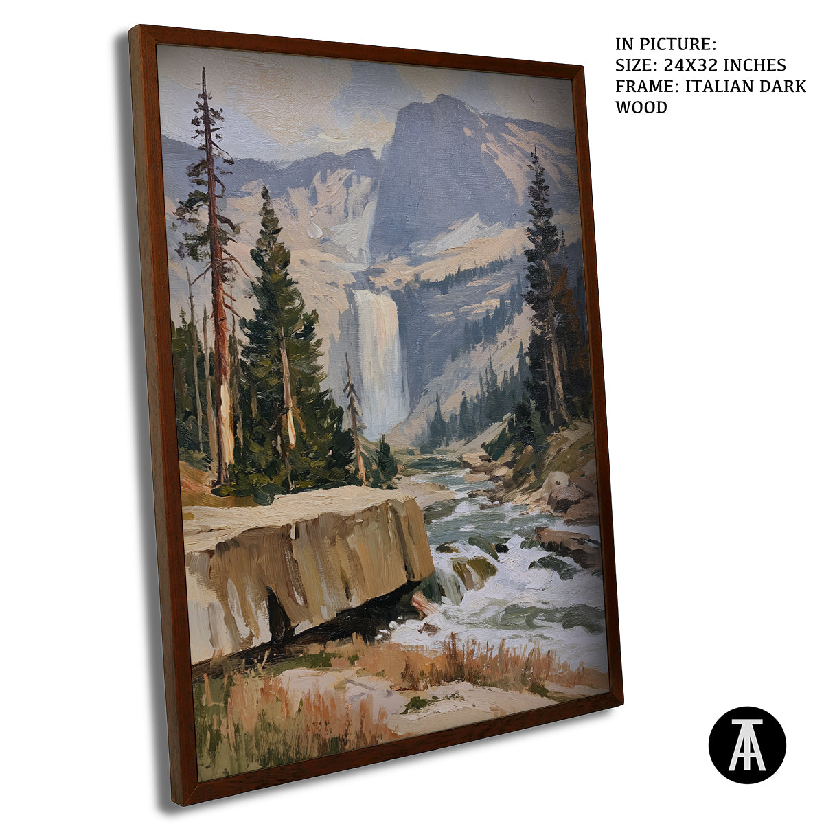 Artwork in Dark Wood Frame