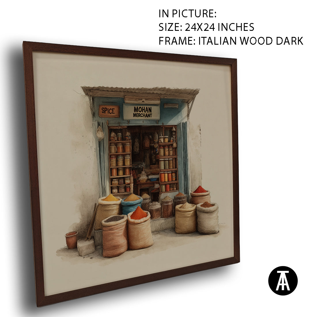 Artwork in Dark Wood Frame