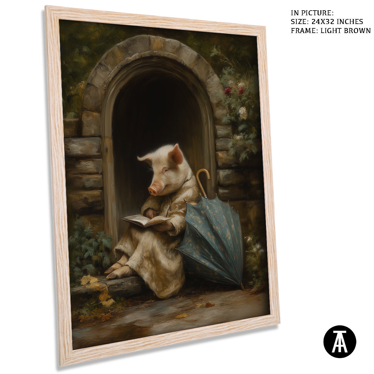 Artwork in Light Brown Frame