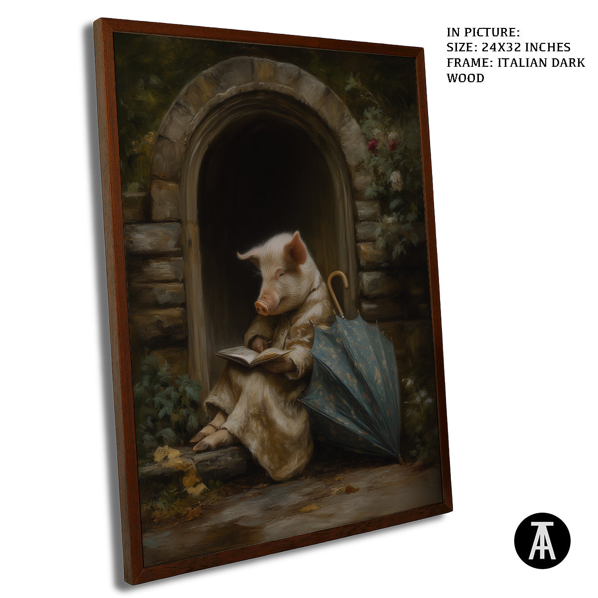 Artwork in Dark Wood Frame