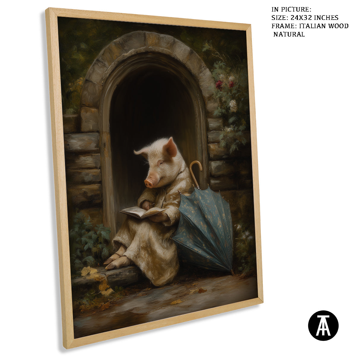 Artwork in Natural Wood Frame