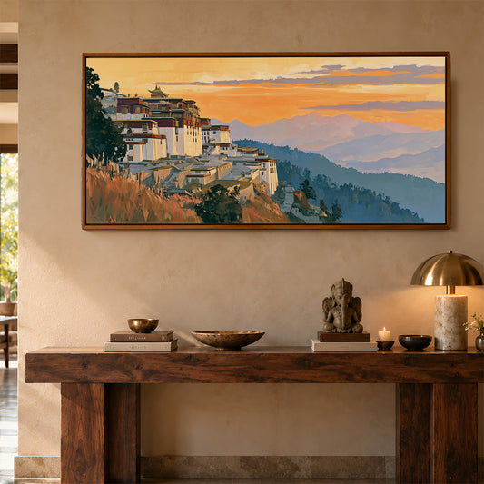 Panoramic Indian Painting in a Lifestyle Setting