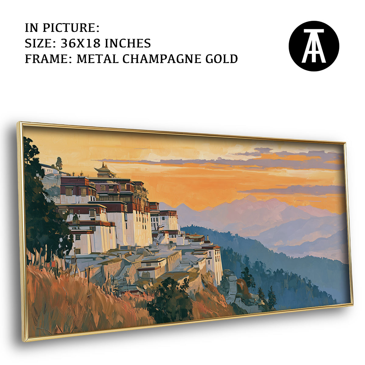 Artwork in Metal Champagne Gold Frame