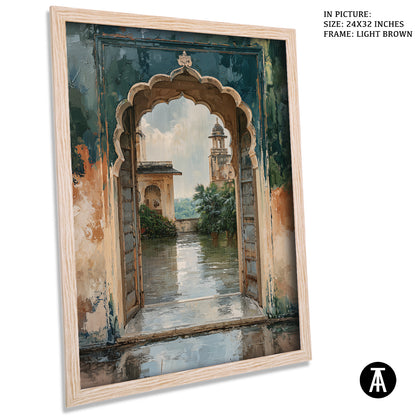 Artwork in Light Brown Frame