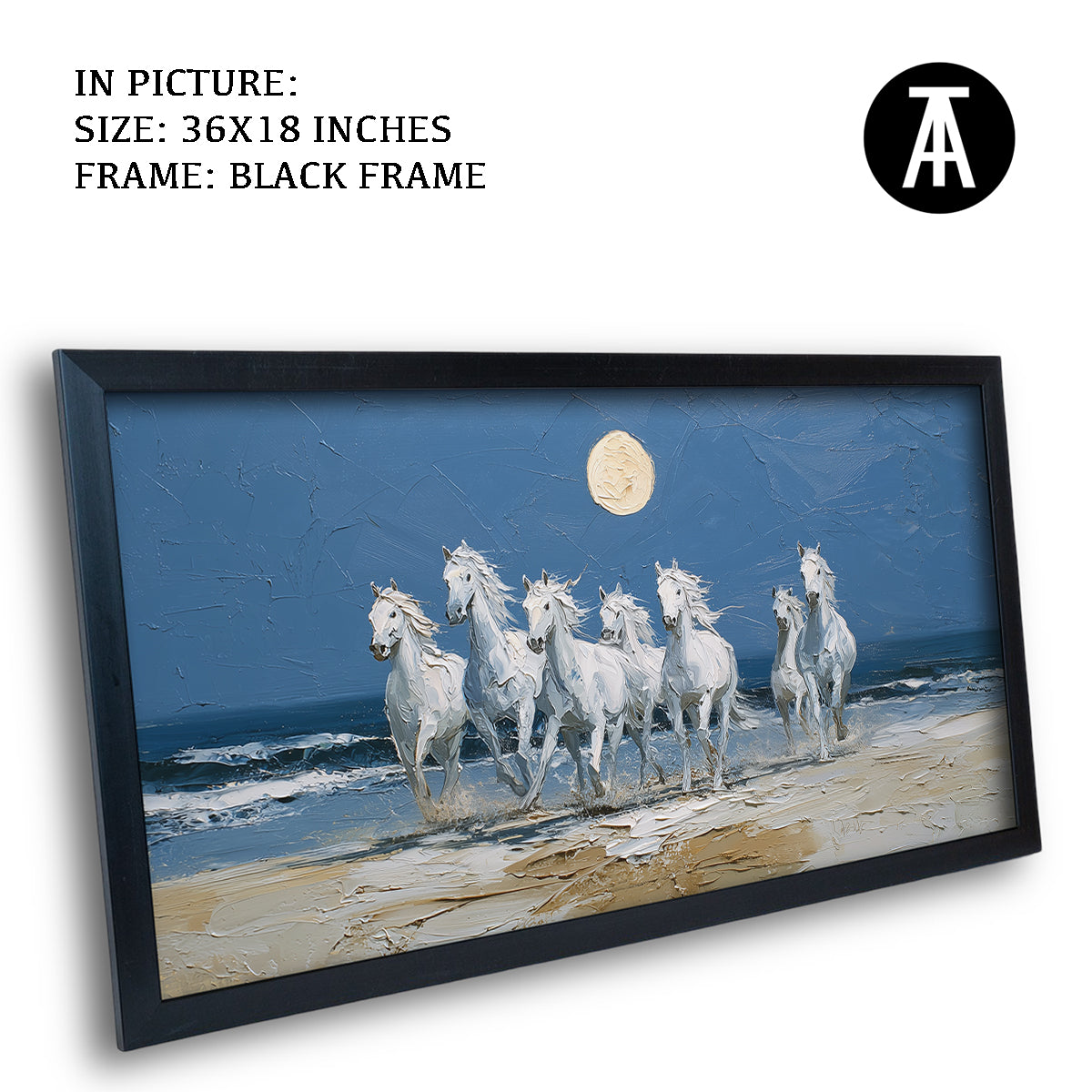 Moonlit Beach with Seven Horses - Vaastu Art
