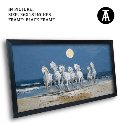 Moonlit Beach with Seven Horses - Vaastu Art