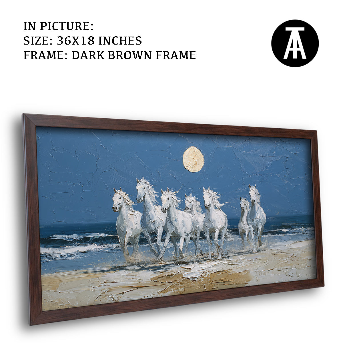 Moonlit Beach with Seven Horses - Vaastu Art