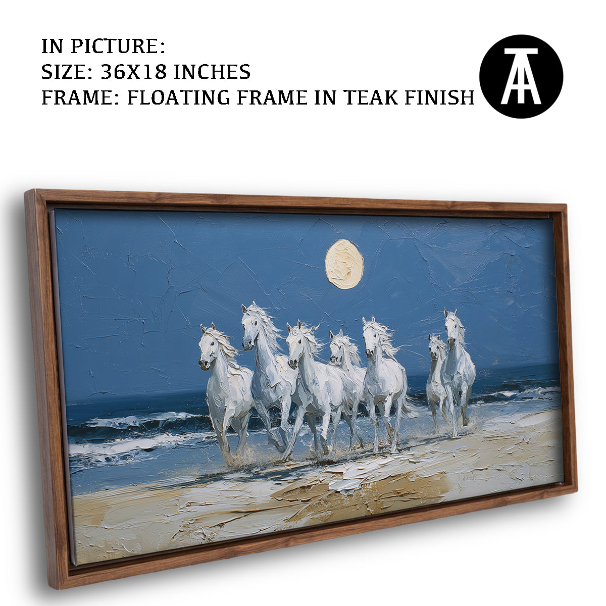 Moonlit Beach with Seven Horses - Vaastu Art