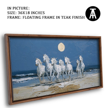 Moonlit Beach with Seven Horses - Vaastu Art