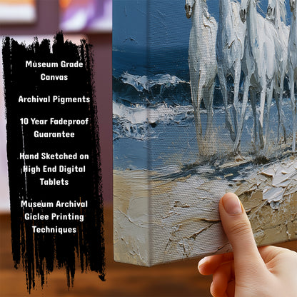 Moonlit Beach with Seven Horses - Vaastu Art