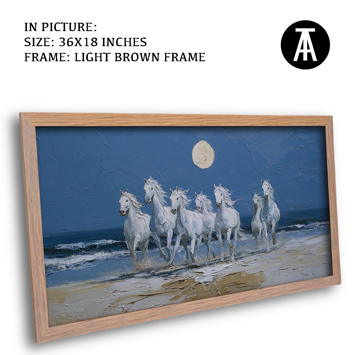 Moonlit Beach with Seven Horses - Vaastu Art