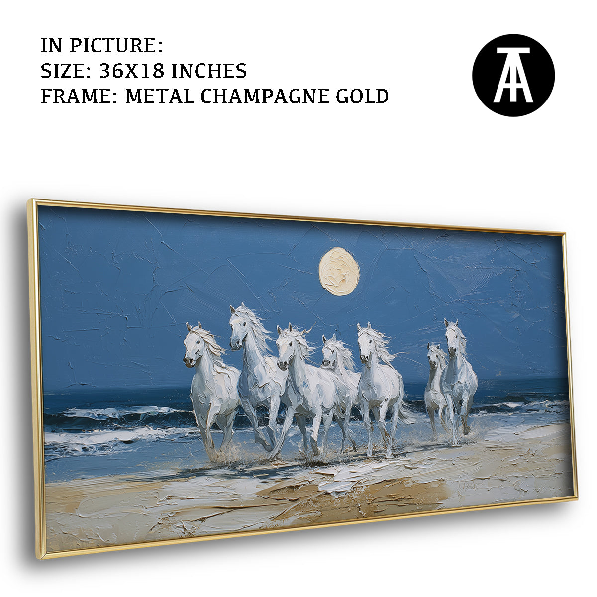 Moonlit Beach with Seven Horses - Vaastu Art