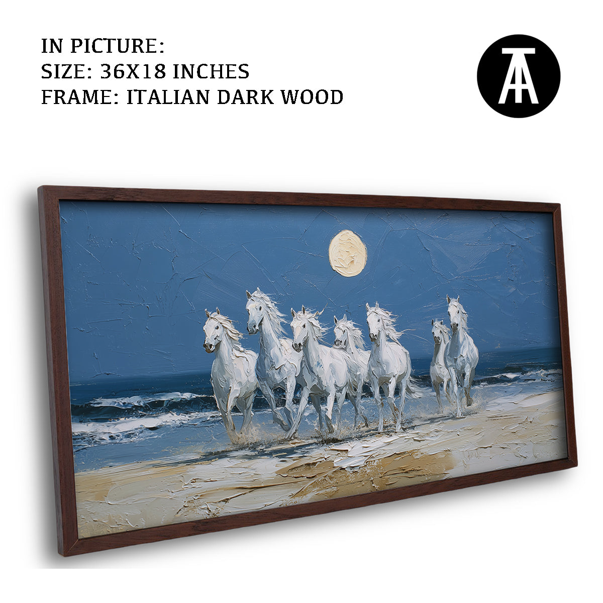 Moonlit Beach with Seven Horses - Vaastu Art