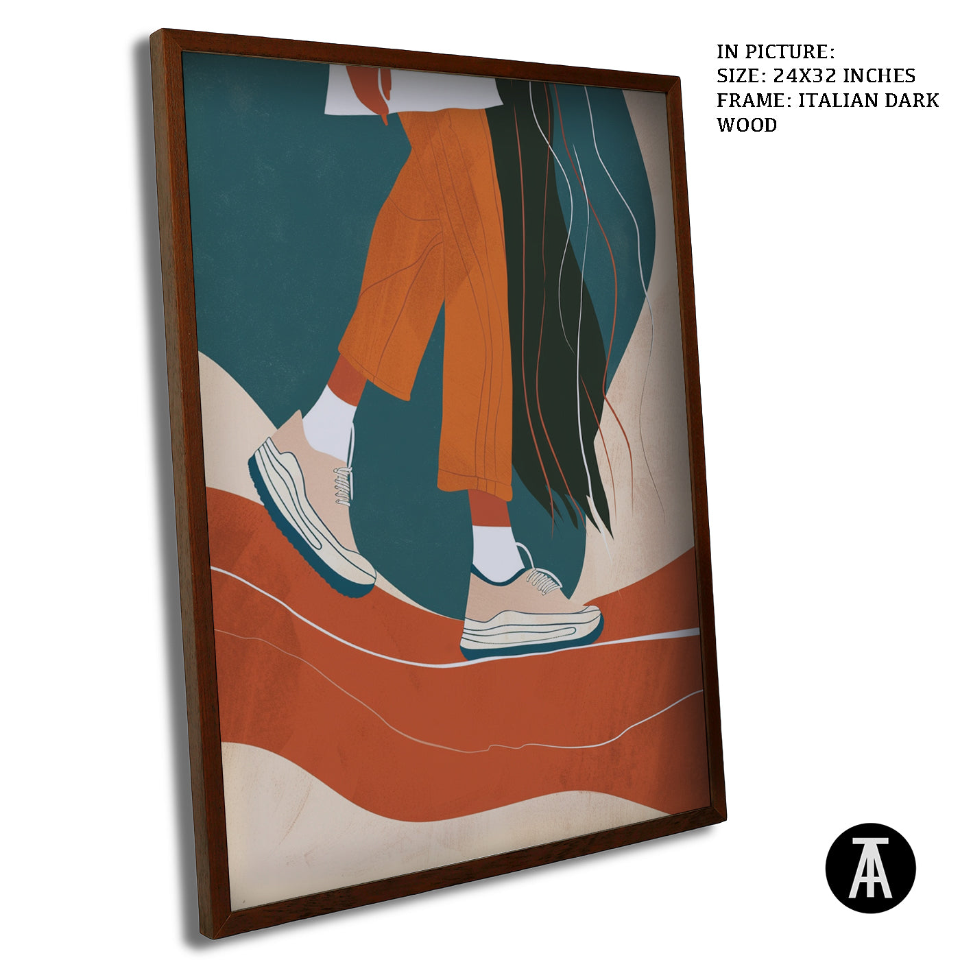 Artwork in Dark Wood Frame