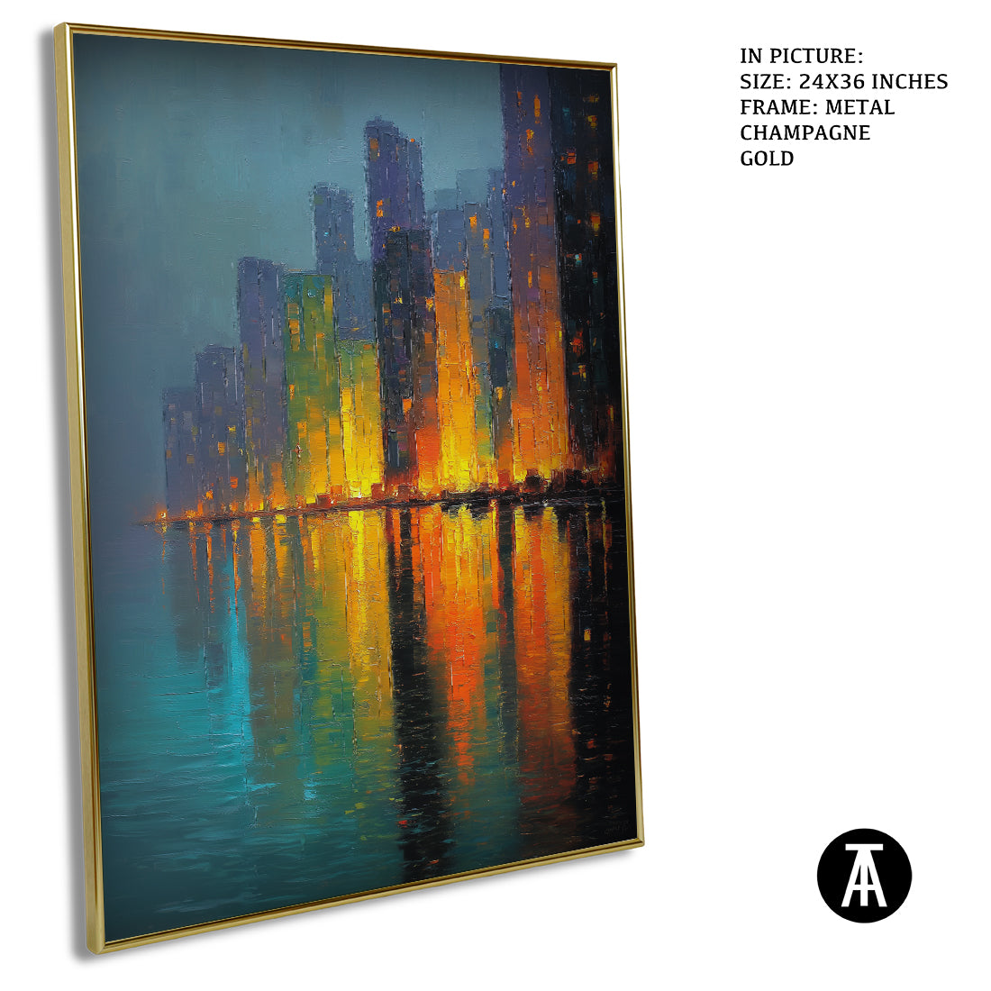Artwork in Metal Champagne Gold Frame