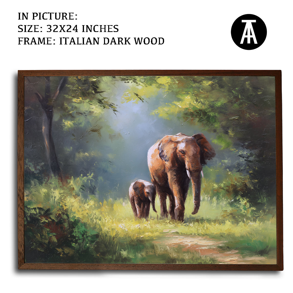 Artwork in Dark Wood Frame