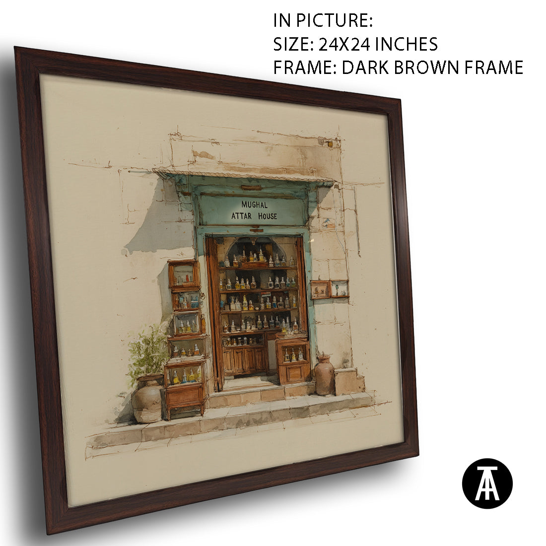 Artwork in Dark Brown Frame