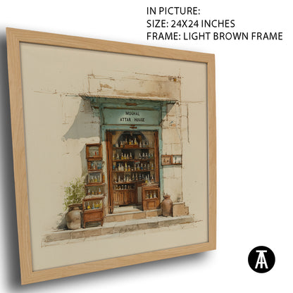 Artwork in Light Brown Frame