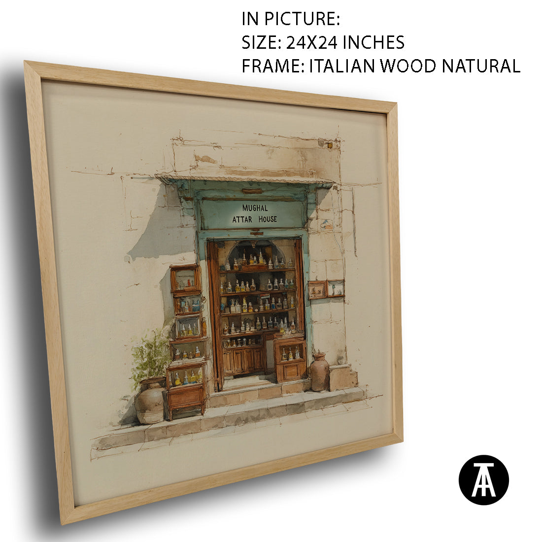 Artwork in Natural Wood Frame