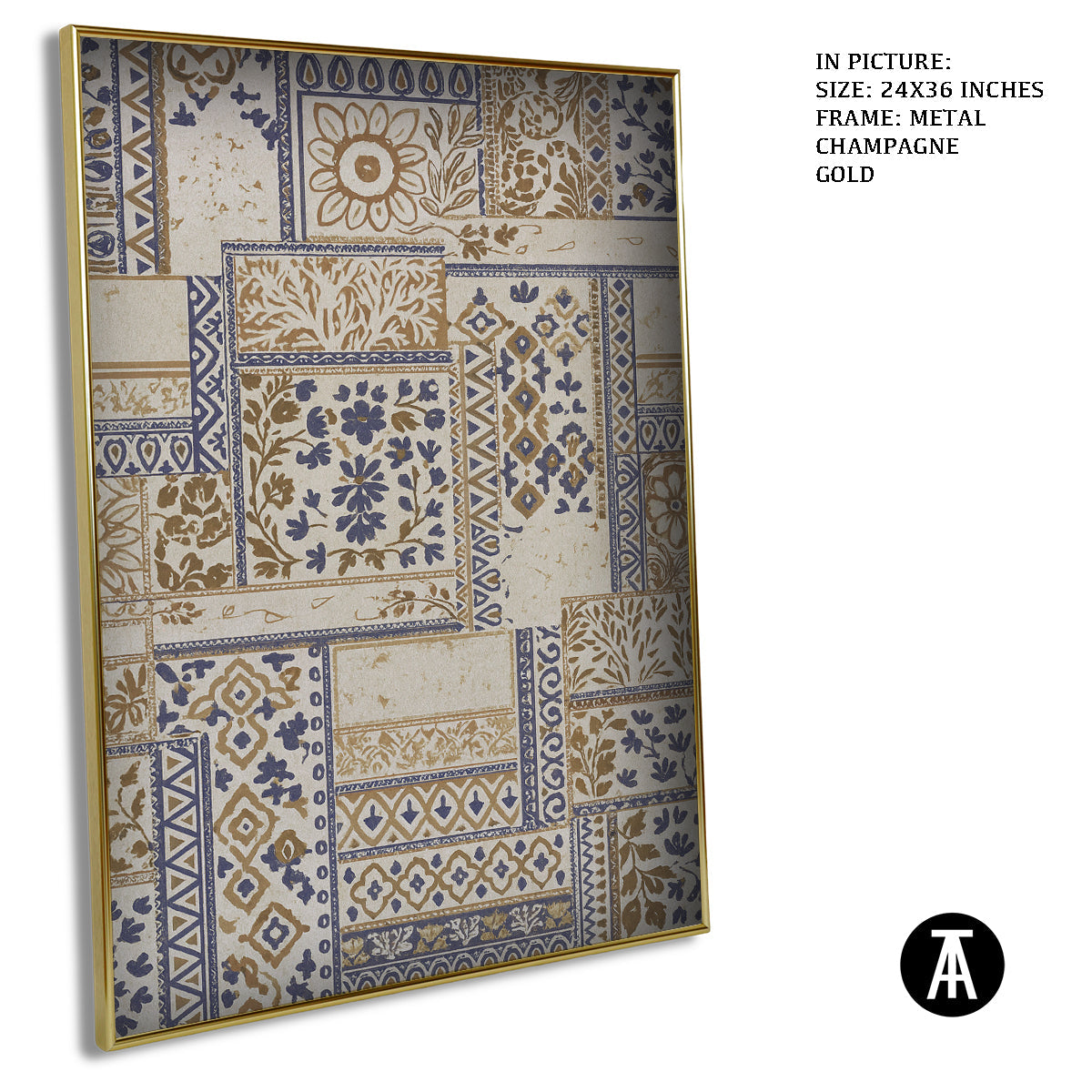 Artwork in Metal Champagne Gold Frame