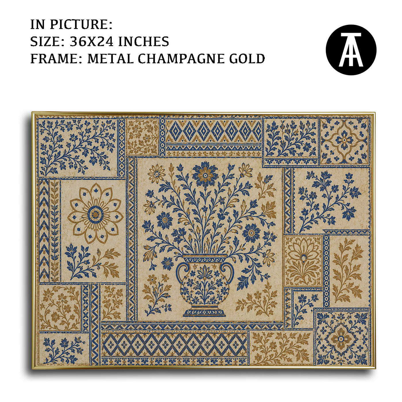 Artwork in Metal Champagne Gold Frame