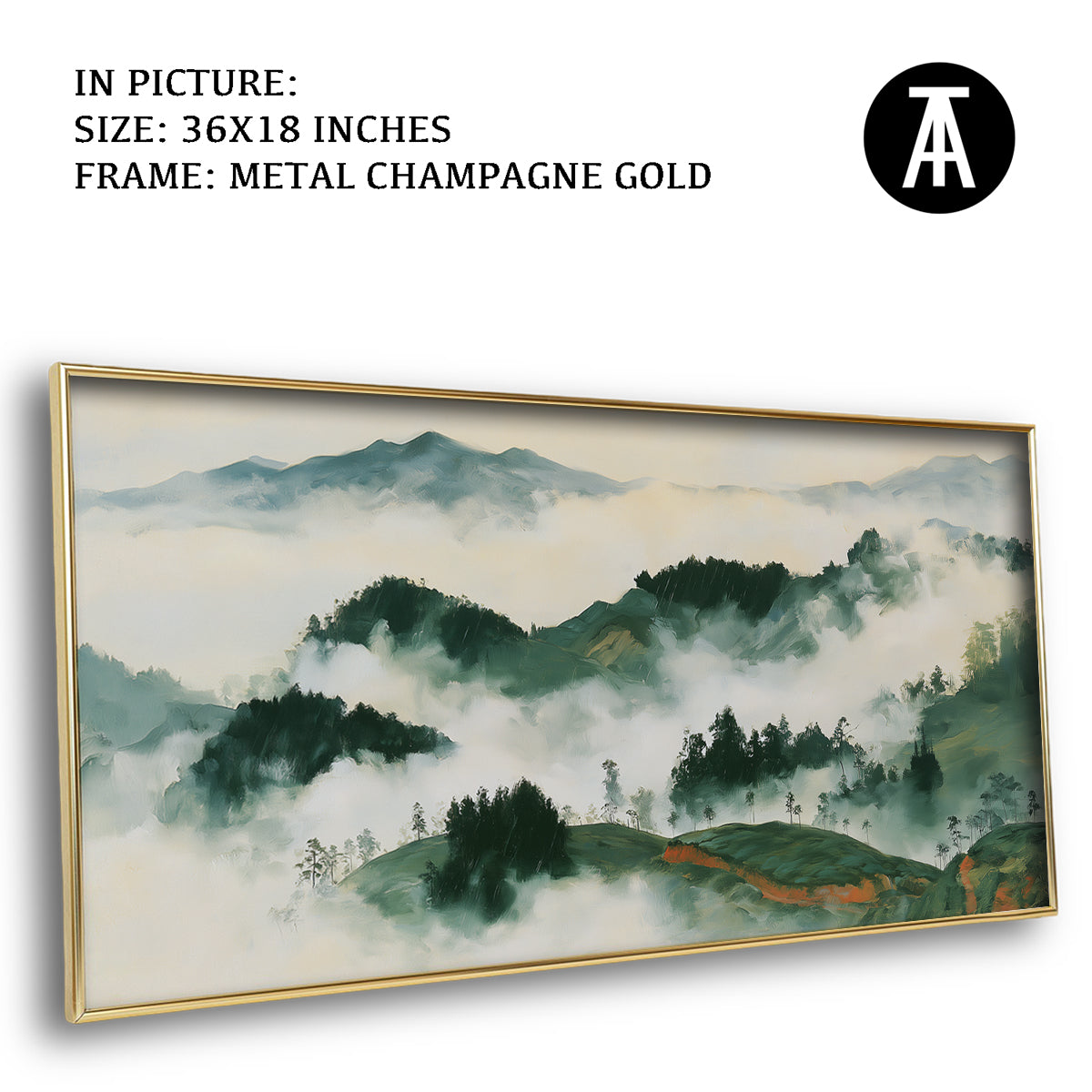 Artwork in Metal Champagne Gold Frame