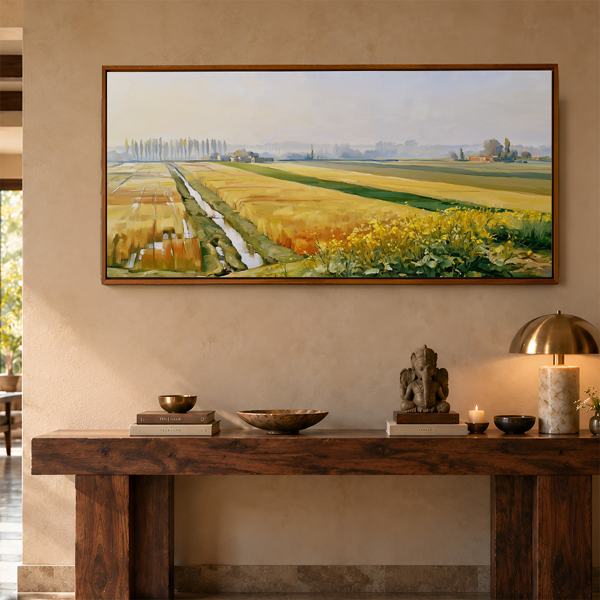 Panoramic Indian Painting in a Lifestyle Setting
