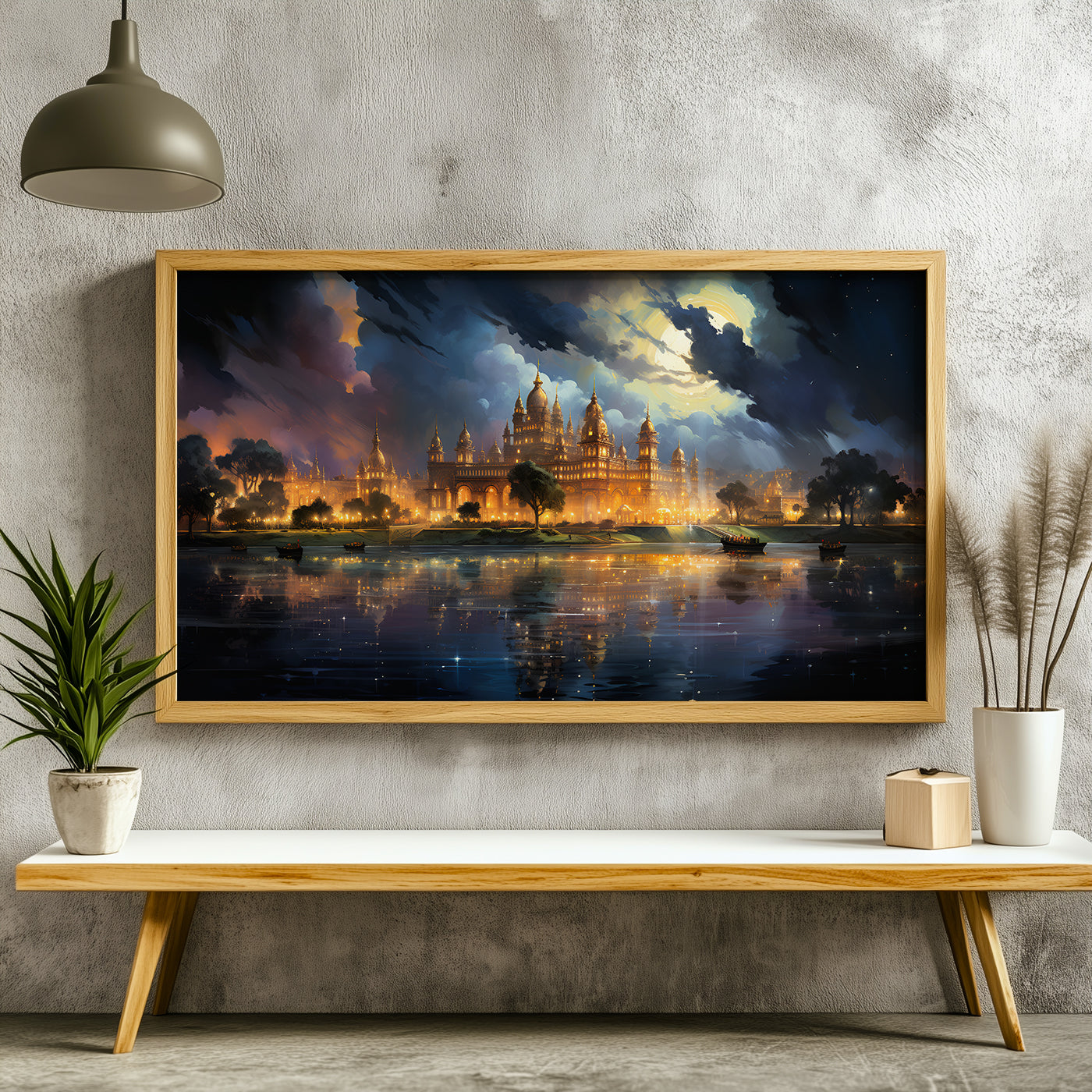 Panoramic Indian Painting in a Lifestyle Setting