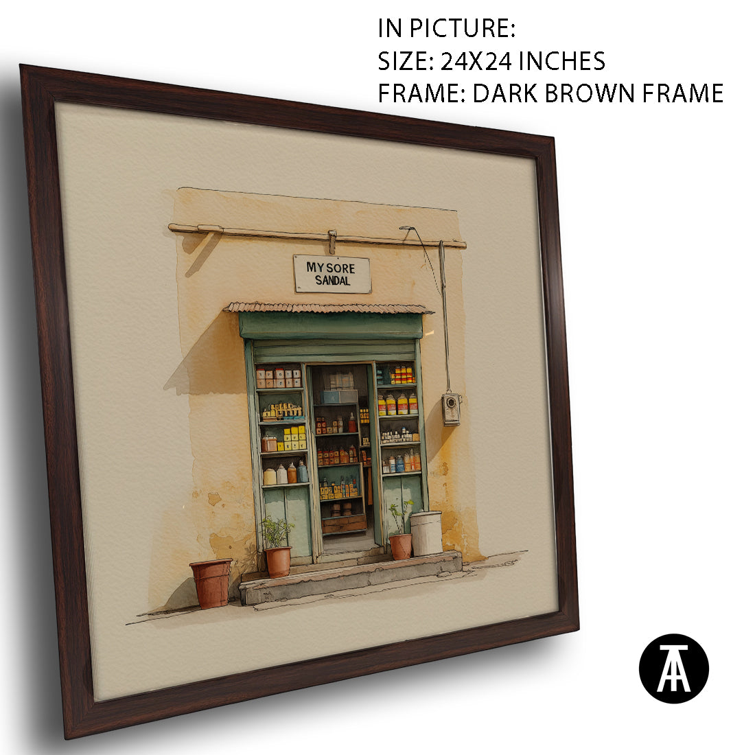 Artwork in Dark Brown Frame