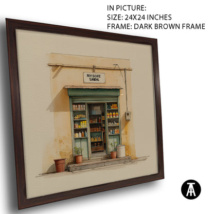 Artwork in Dark Brown Frame