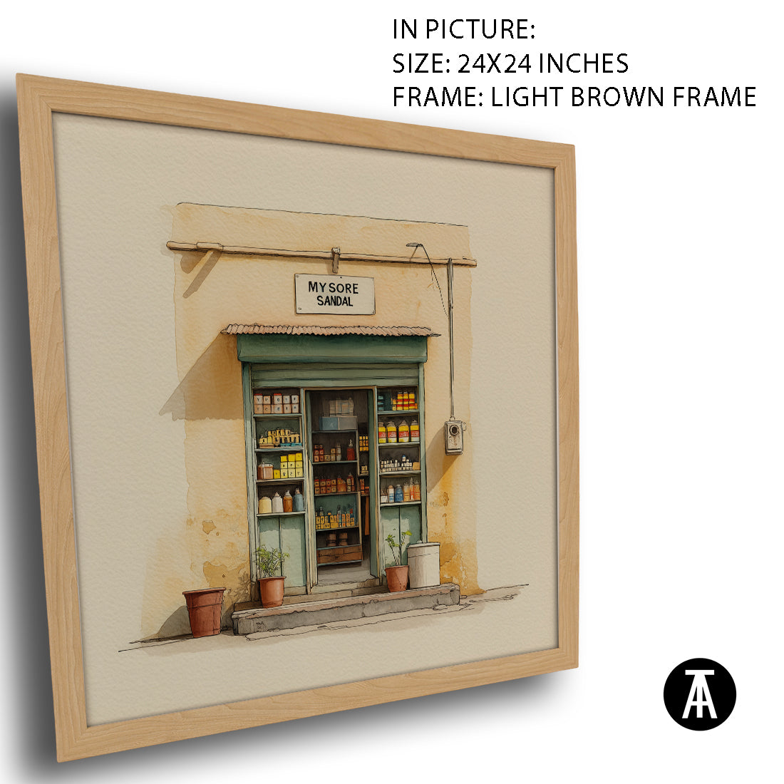 Artwork in Light Brown Frame