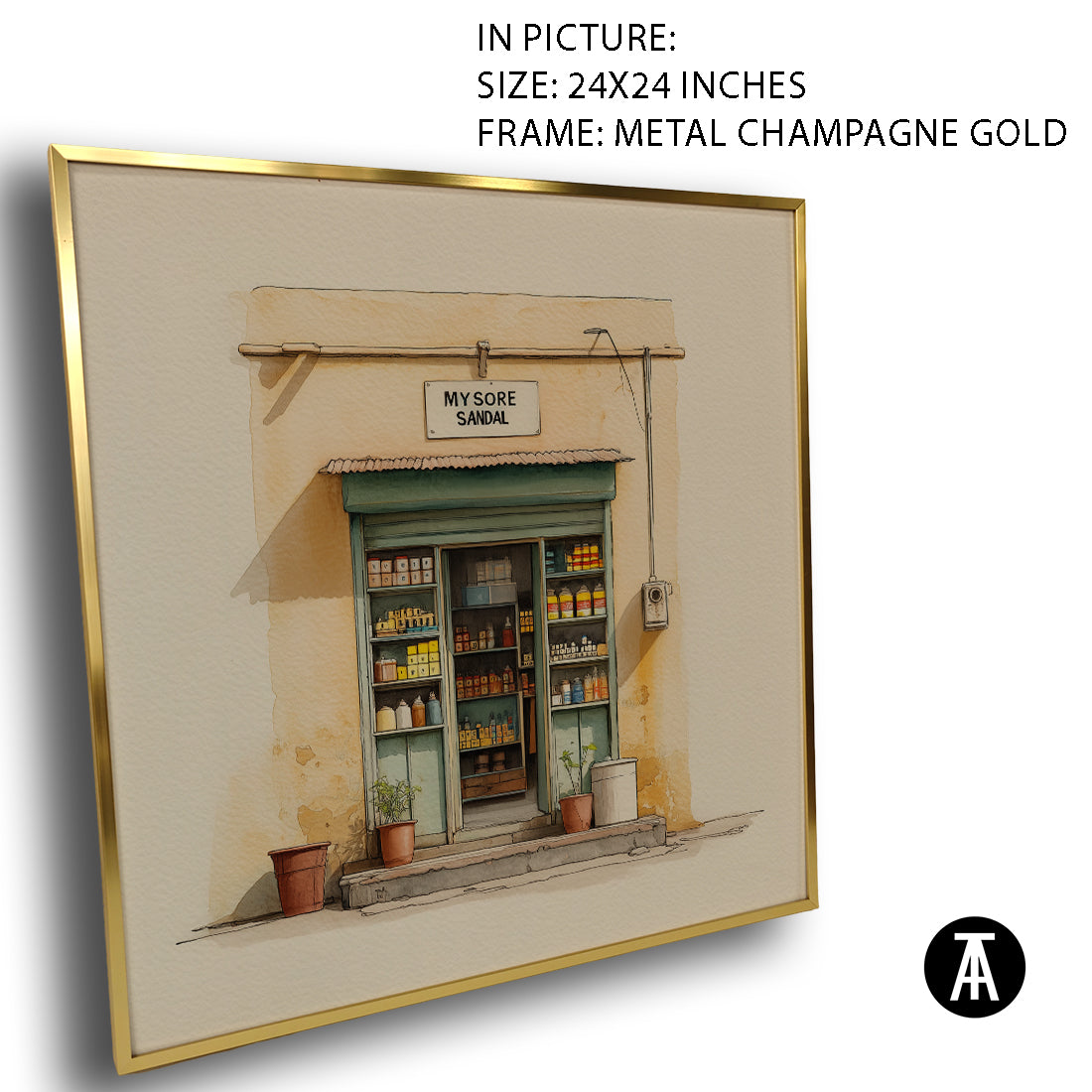 Artwork in Metal Champagne Gold Frame