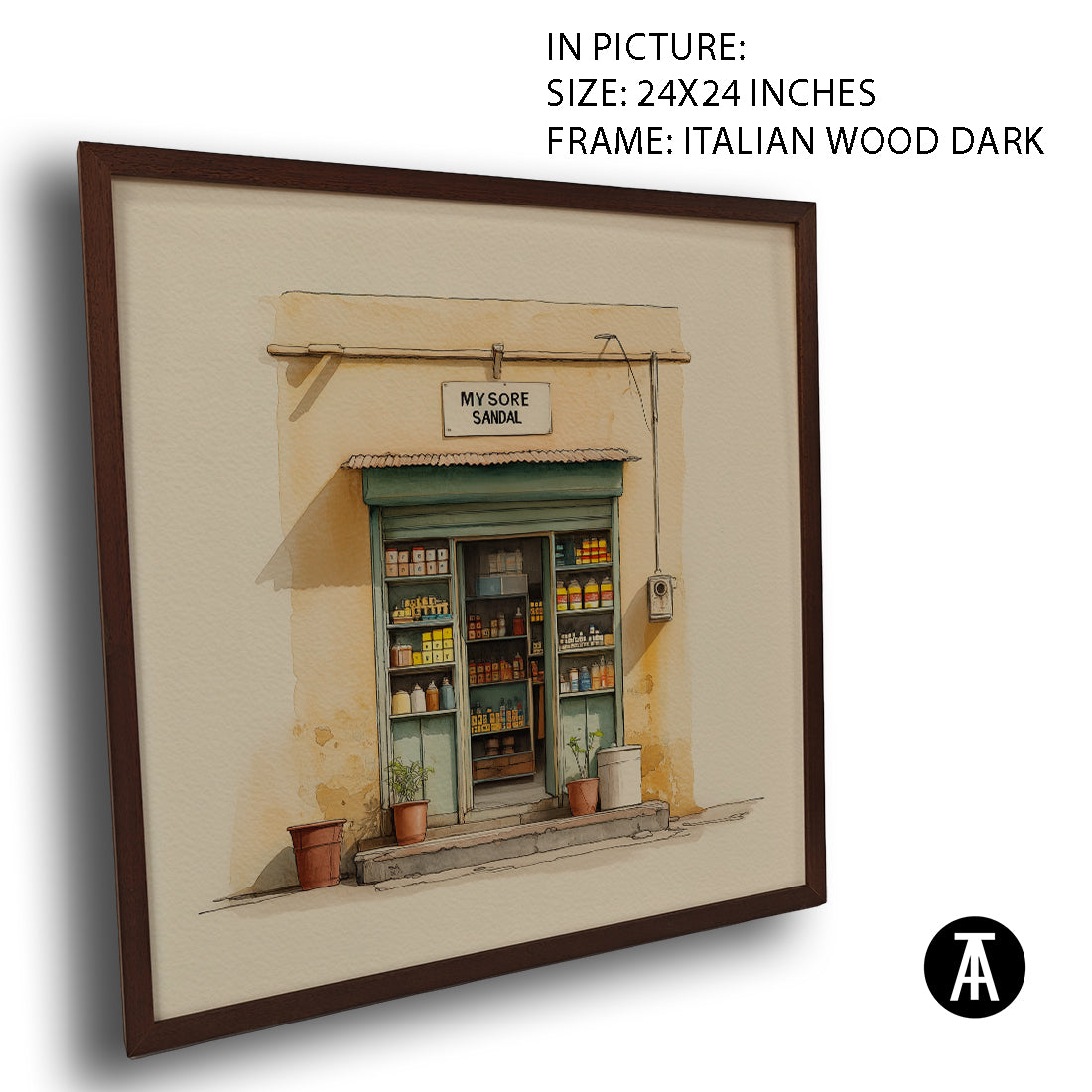 Artwork in Dark Wood Frame